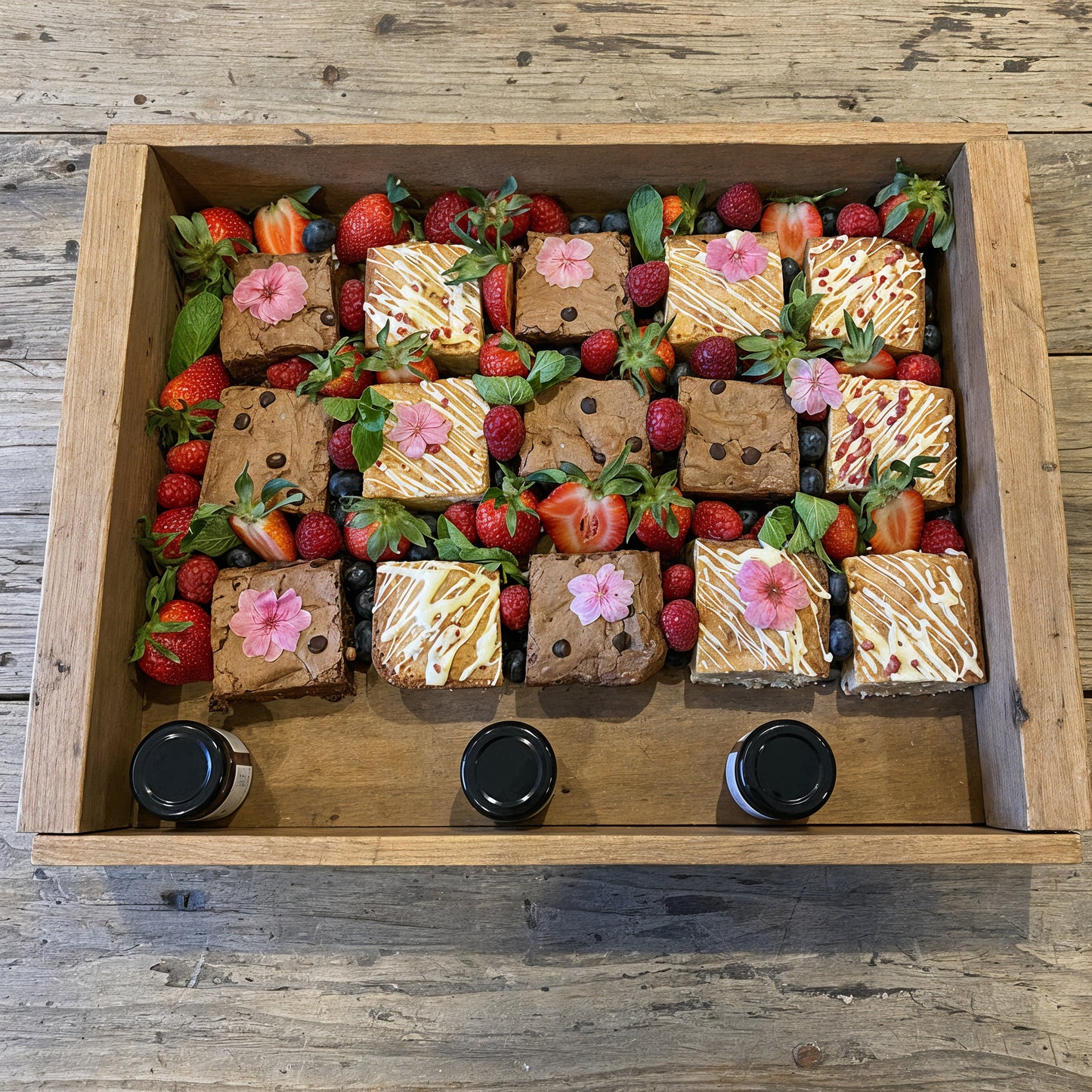 Our Homemade Brownie, Blondie & Berry Dessert Platter